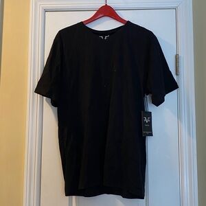 Versace 19-69 💯 Cotton Black Logo Sparkling Black Crystal Embellished Tee NWT